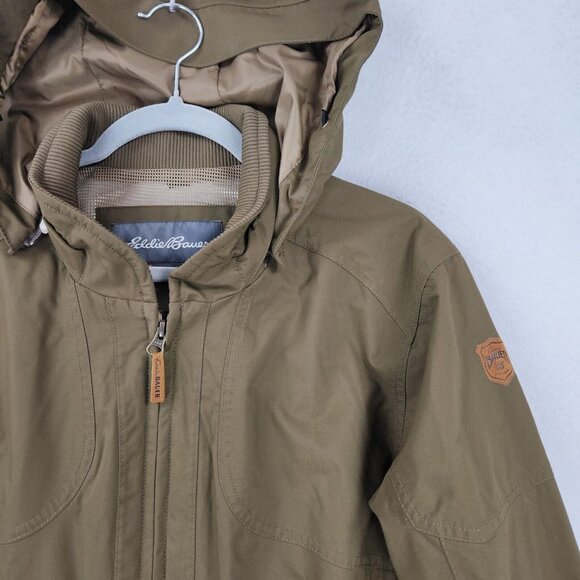 Eddie Bauer Jacket Mens Small Green Sport Shop Weather Edge Hooded Field Utility - Picture 2 of 16